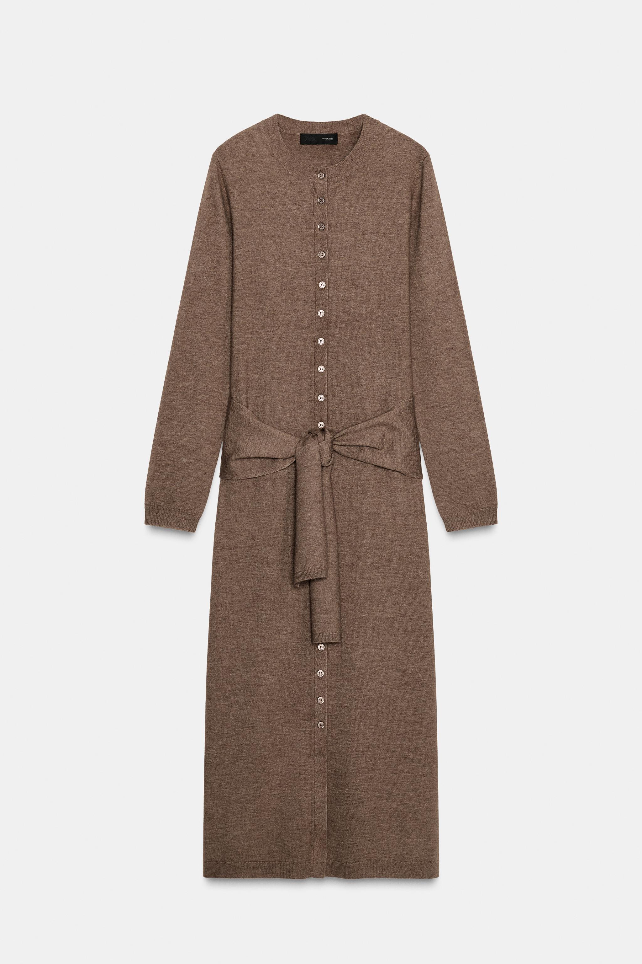 KNIT BELTED MIDI DRESS